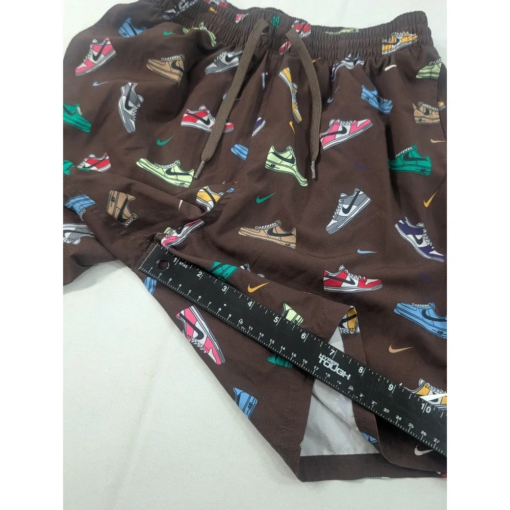 Nike Men's  Trunks Small Brown /Multicolor Sneaker Print Elastic Waist Lined